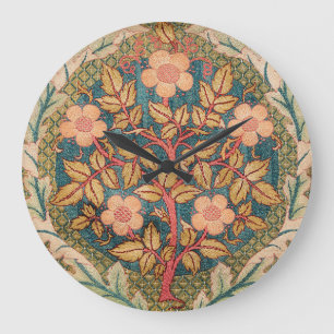 Grande Horloge Ronde Rose Wreath Embroidery Design par William Morris