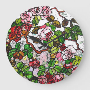 Grande Horloge Ronde Roses Escalades - vitraux