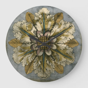 Grande Horloge Ronde Rosette décorative de Demask sur l'arrière - pla