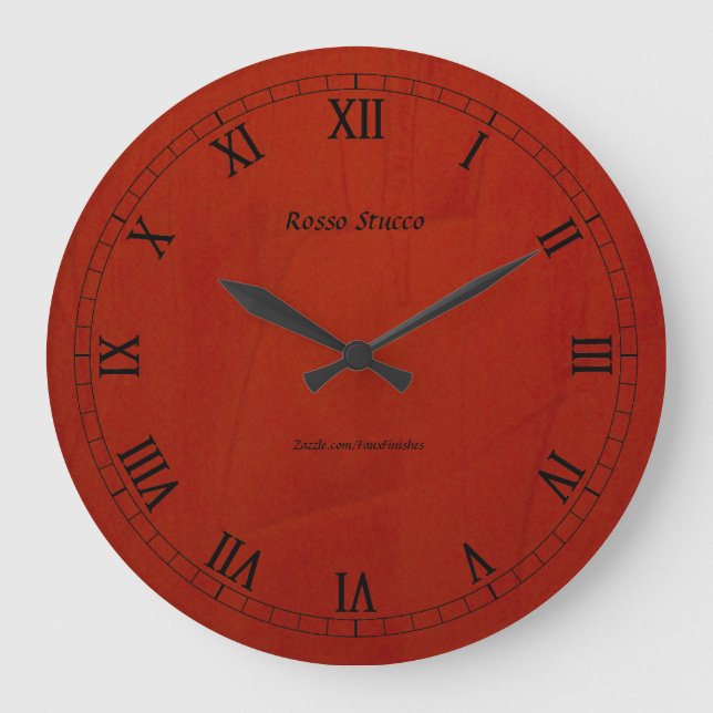 Grande Horloge Ronde Rosso Stucco Faux Terminer Wallclock ronde (Recto)