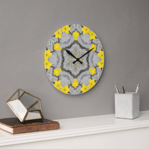 Grande Horloge Ronde Roue d'Harmonie Jonquille 