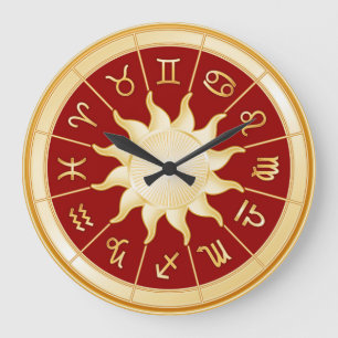 Grande Horloge Ronde Roue rouge Zodiac