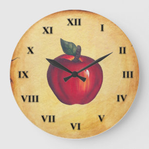Grande Horloge Ronde Rouge Apple look antique