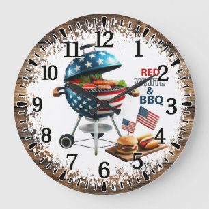 Grande Horloge Ronde Rouge Blanc & BBQ