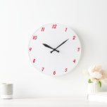 Grande Horloge Ronde Rouge Blanc Élégant Personnalisé Colorful Cadeau C<br><div class="desc">Imprimé en blanc et rouge classe arrière - plan couleur personnalisée! Vous pouvez customiser comme vous le souhaitez !</div>