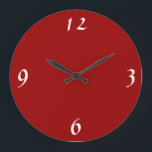 Grande Horloge Ronde Rouge clair avec blanc >Horloges murales minimalis<br><div class="desc">Une horloge ronde rouge très simple avec quatre chiffres blancs.Minimaliste dans la conception cette horloge d'arrivée acrylique peut être customisé pour changer la forme en carré,  et les couleurs de nombre.</div>