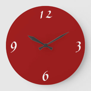 Grande Horloge Ronde Rouge clair avec blanc >Horloges murales minimalis