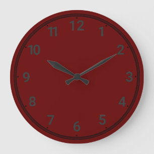 Grande Horloge Ronde Rouge foncé