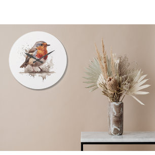 Grande Horloge Ronde Rouge-gorge Charmant de Jardin