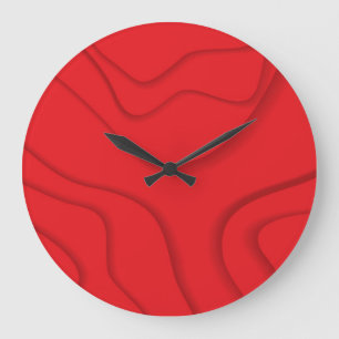 Grande Horloge Ronde Rouge, moderne, tendance, papier cool coupé art
