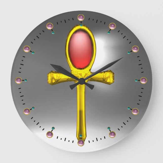 Grande Horloge Ronde ROUGE TALISMAN, Pierre de rubis, Blanc gris (Recto)