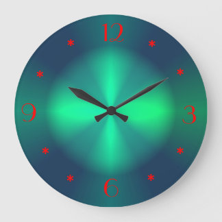 Grande Horloge Ronde Rouge vert minimaliste éclairé >Horloges murales