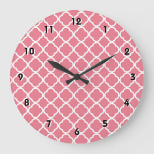 Grande Horloge Ronde Rougissent Quatrefoil rose
