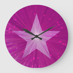 Grande Horloge Ronde Round de verrouillage de Pink Star