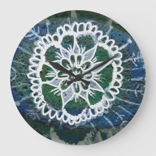 Grande Horloge Ronde Round (Large) Wall Clock Blue Mandala Edelweiss