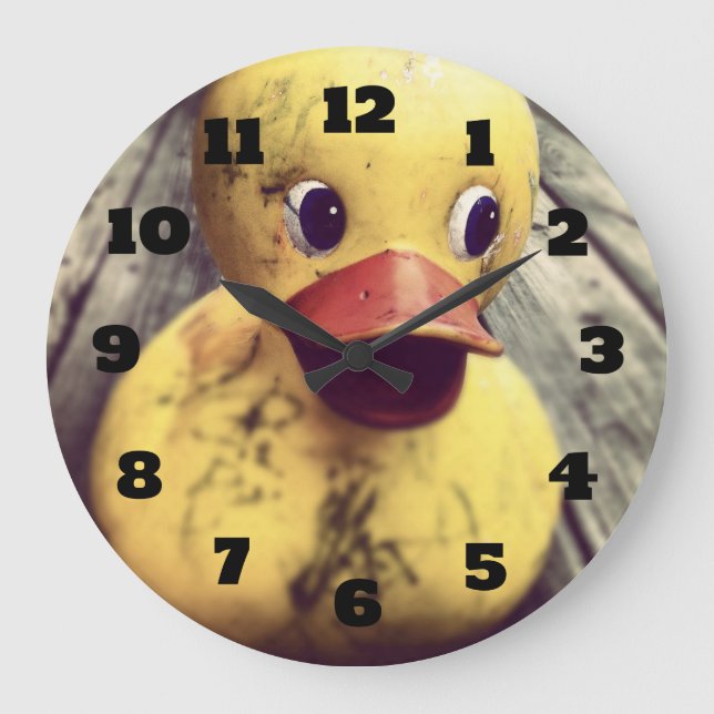 Grande Horloge Ronde Rubber Jaune Ducky a besoin d'un bain ! (Recto)