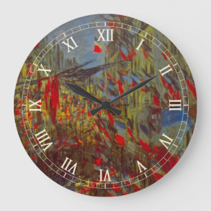 Grande Horloge Ronde Rue Montorgueil avec drapeaux de Claude Monet