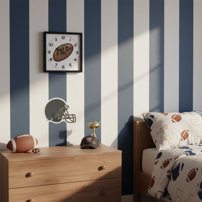 Grande Horloge Ronde Rugby Ball Sport amusant Graphisme (Créateur téléchargé)