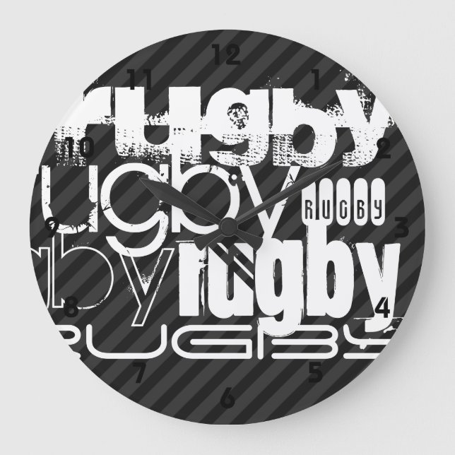 Grande Horloge Ronde Rugby ; Gris noir et foncé (Recto)