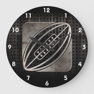 Grande Horloge Ronde Rugby ; Noir frais