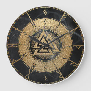 Grande Horloge Ronde Runes de Viking