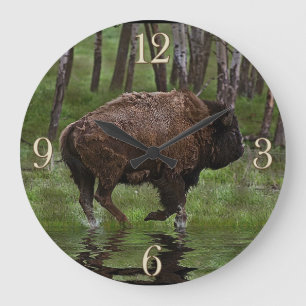 Grande Horloge Ronde Running Buffalo & Forest, Bison-lover's Design