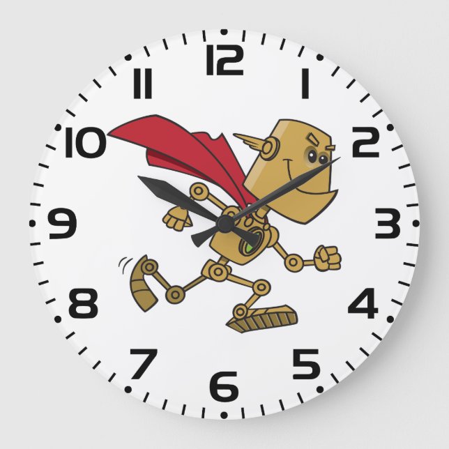 Grande Horloge Ronde Running Robot Superhero Cartoon Character (Recto)