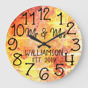 Grande Horloge Ronde Russe Personnalisé en Distress Bois Rustique Sur M