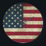 Grande Horloge Ronde Rustic American Flag styled clock<br><div class="desc">Rustic American flag clock design, 

Image info:

Licences de Pixabay
Free for commercial
No required</div>
