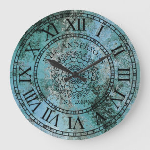 Grande Horloge Ronde Rustic Antique Shabby Chic Vintage Roman Numeral