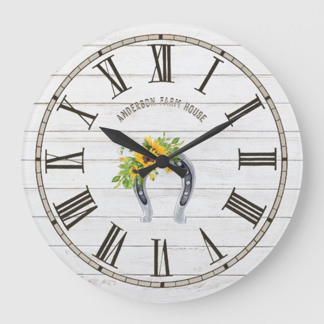 Grande Horloge Ronde Rustic Barn White Wood (Recto)