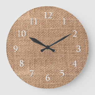 Grande Horloge Ronde Rustic Country Farmhouse Burlap