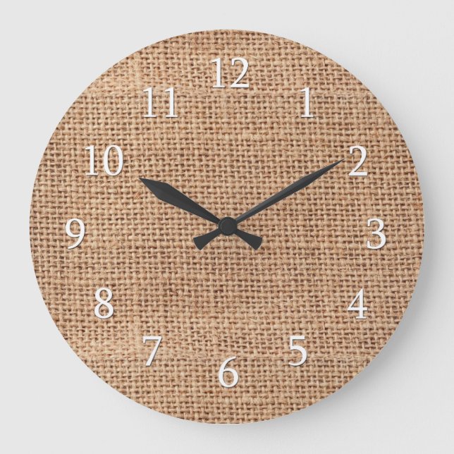 Grande Horloge Ronde Rustic Country Farmhouse Burlap (Recto)