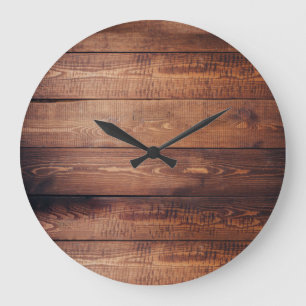 Grande Horloge Ronde Rustic dark barn wood pattern country