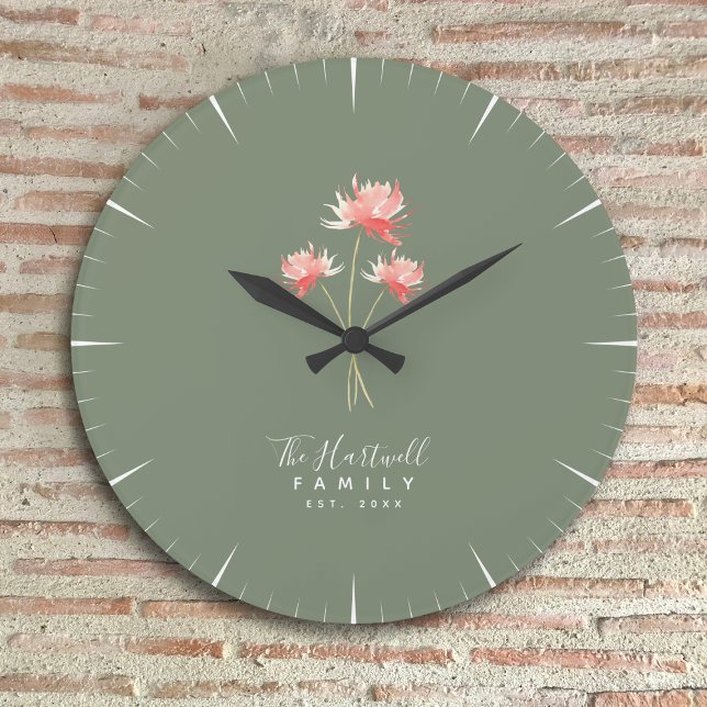 Grande Horloge Ronde Rustic Farmhouse Personalised Family Name  (Créateur téléchargé)