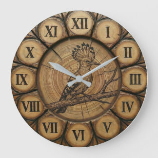 Grande Horloge Ronde Rustic Hoopoe Bird Wall Clock