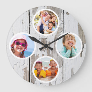 Grande Horloge Ronde Rustic Keepsake Family Multiphoto