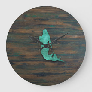 Grande Horloge Ronde Rustic Mermaid (Teal)