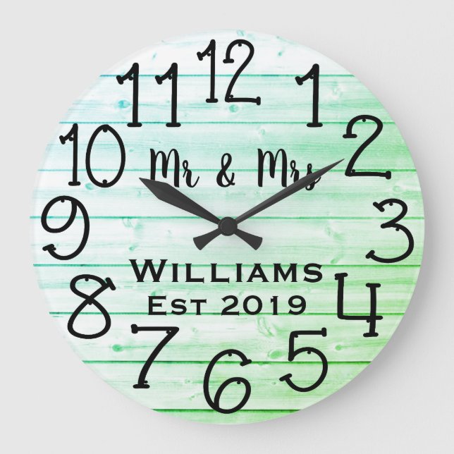 Grande Horloge Ronde Rustic Personalized Gray Distressed Wood Custom (Recto)