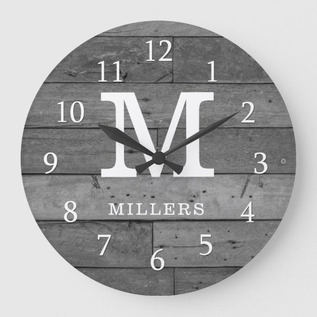 Grande Horloge Ronde Rustic Reclaimed Wood Family (Recto)