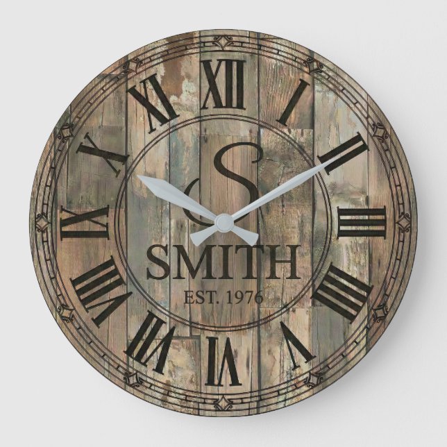Grande Horloge Ronde Rustic Smith Family wall Clock | Farmhouse Decor  (Recto)