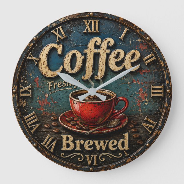 Grande Horloge Ronde Rustic Vintage Coffee  (Recto)