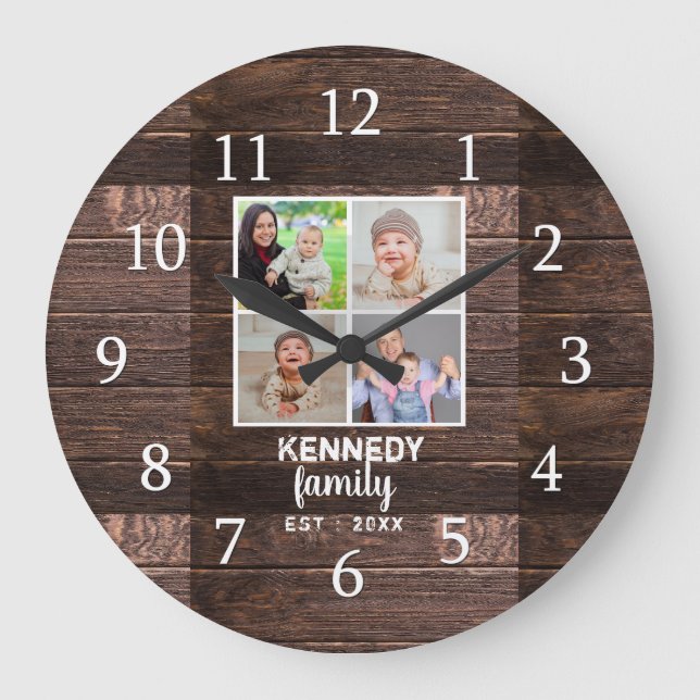 Grande Horloge Ronde Rustic Wood 4 Family (Recto)