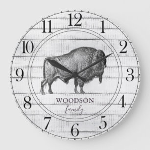 Grande Horloge Ronde Rustic Wood Family