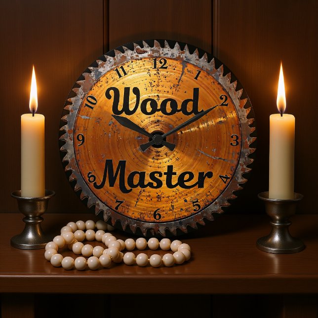 Grande Horloge Ronde Rustic Wood Master Saw Blade (Créateur téléchargé)