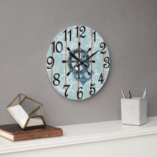Grande Horloge Ronde Rustique Nautique