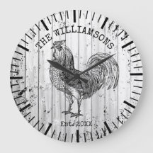 Rustique Vintage Bois Nom de Famille Ferme Coq