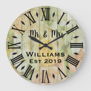Grande Horloge Ronde Rustique Vintage Bois Personnalisé Sur Mesure