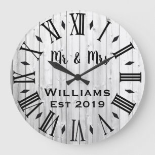 Grande Horloge Ronde Rustique Vintage Bois Personnalisé Sur Mesure