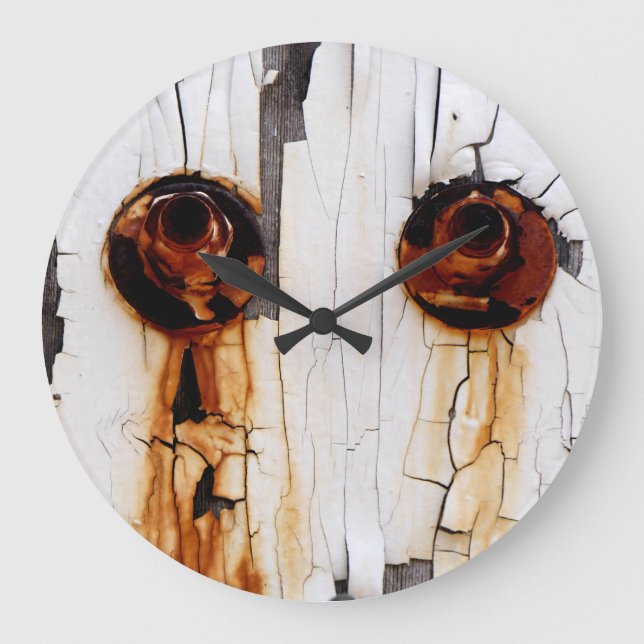 Grande Horloge Ronde Rusty Bolts Nuts et Peeling Paint (Recto)